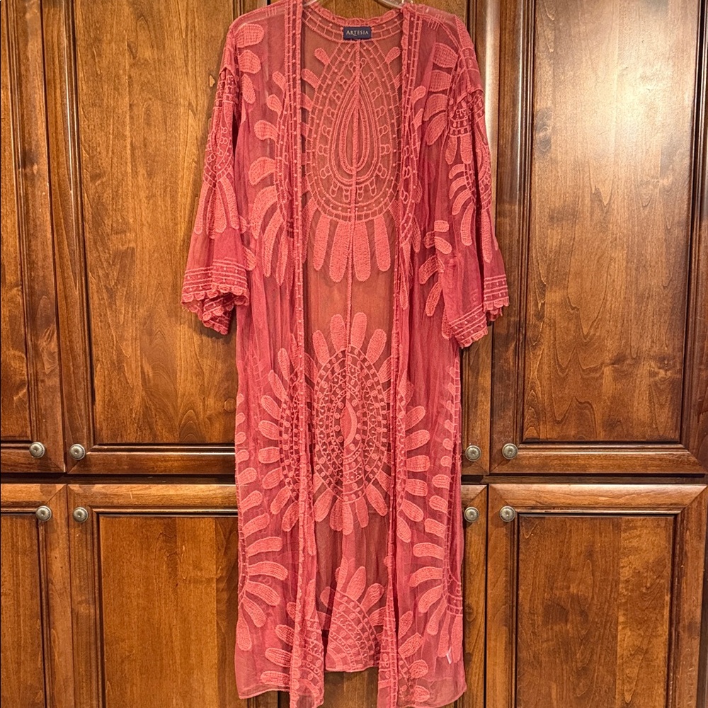 Artesia Elegant Rust Lace Kimono